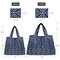 Wrapables Large & Small Foldable Tote Nylon Reusable Grocery Bags, Set of 2, Navy Deco
